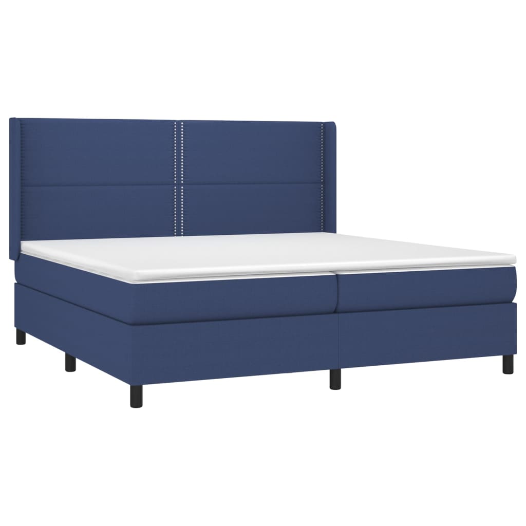 Krevet box spring s madracem LED plavi 200x200 cm od tkanine