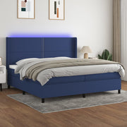 Krevet box spring s madracem LED plavi 200x200 cm od tkanine