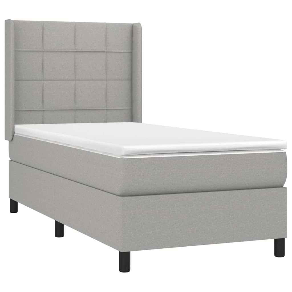 Krevet box spring s madracem LED svjetlosivi 80x200 cm tkanina