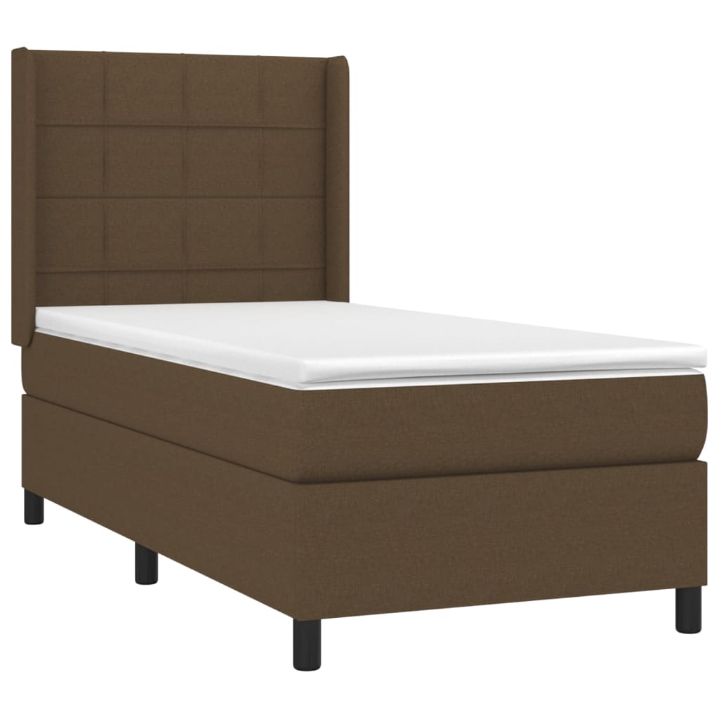 Krevet box spring s madracem LED tamnosmeđi 80 x 200 cm tkanina