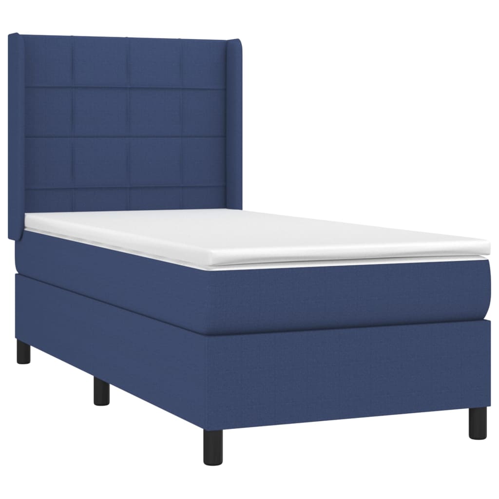 Krevet box spring s madracem LED plavi 90x190 cm od tkanine