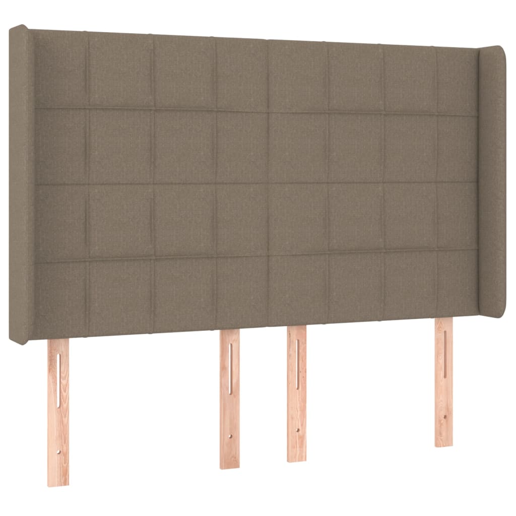 Krevet box spring s madracem LED smeđesivi 140x190 cm tkanina