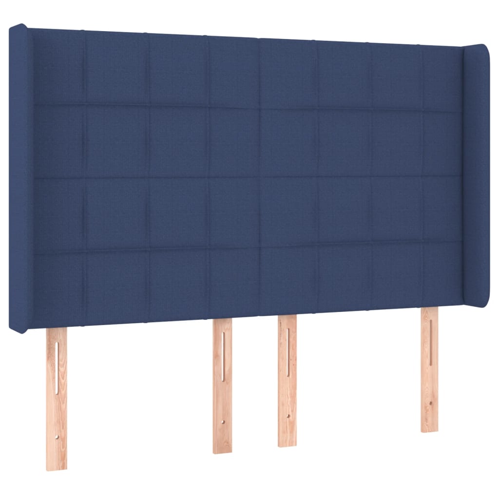 Krevet box spring s madracem LED plavi 140x190 cm od tkanine