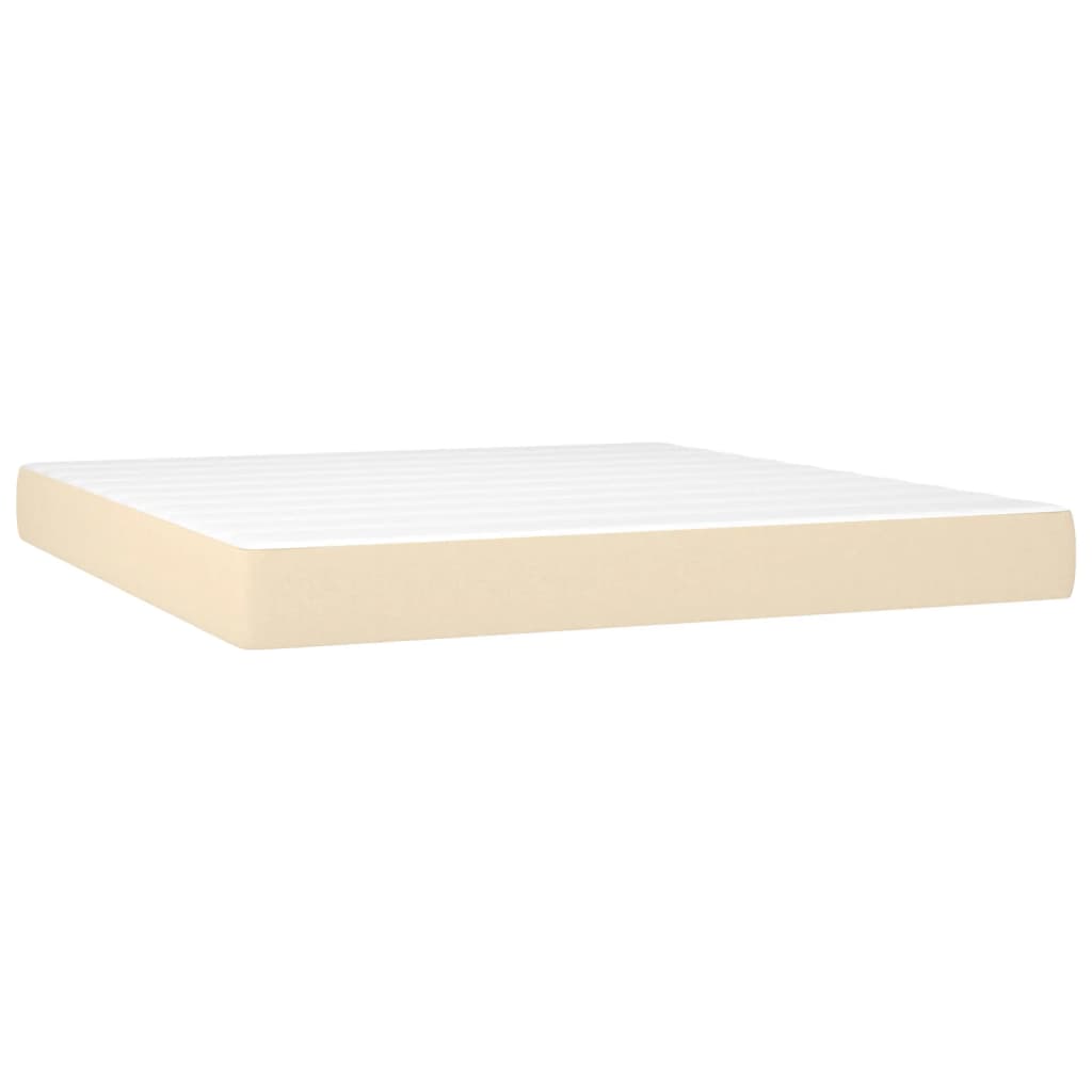 Krevet box spring s madracem LED krem 160x200 cm od tkanine