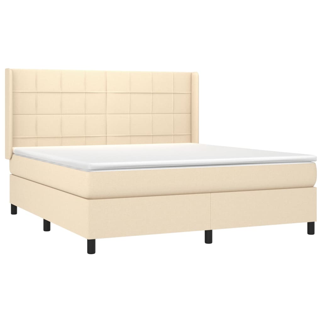 Krevet box spring s madracem LED krem 180x200 cm od tkanine