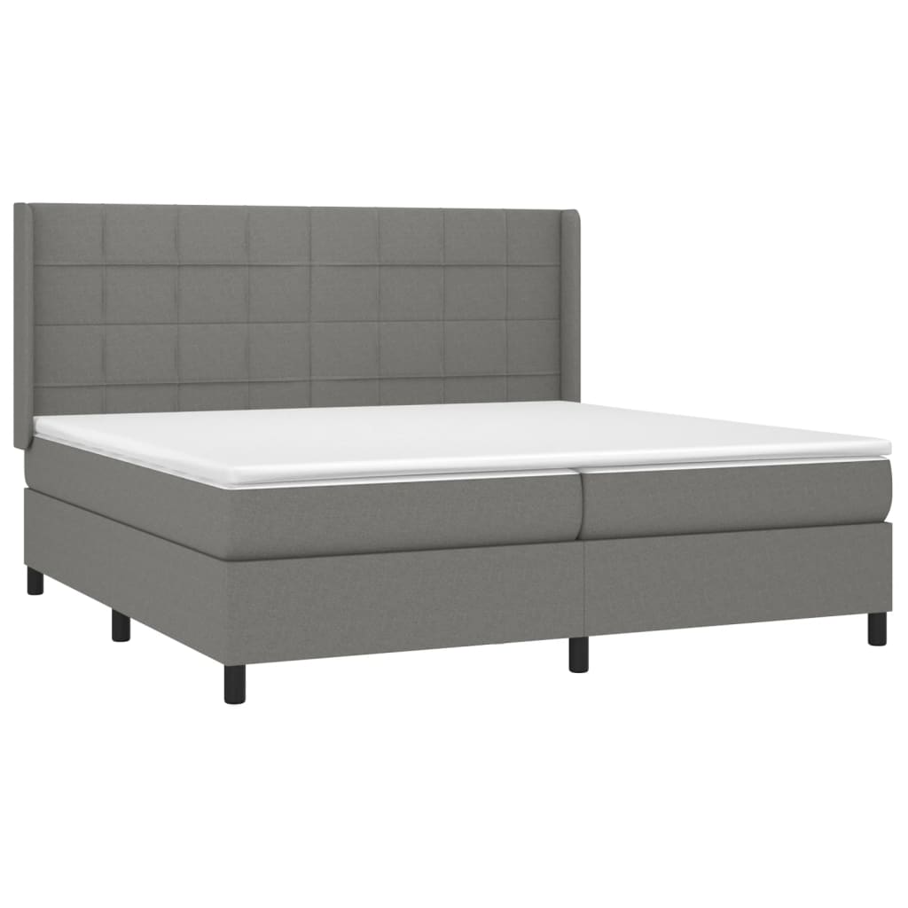 Krevet box spring s madracem LED tamnosivi 200x200 cm tkanina