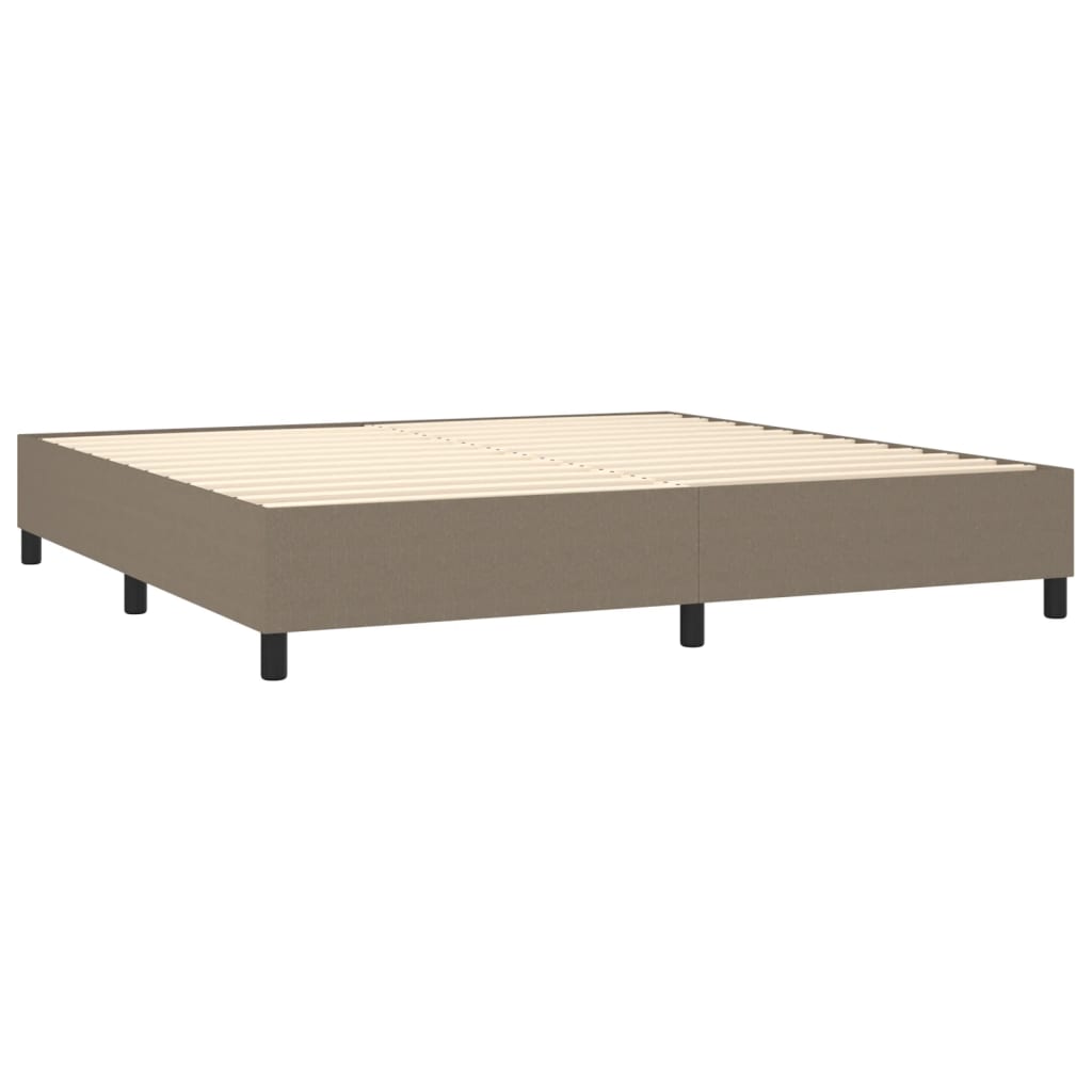 Krevet box spring s madracem LED smeđesivi 200x200 cm tkanina