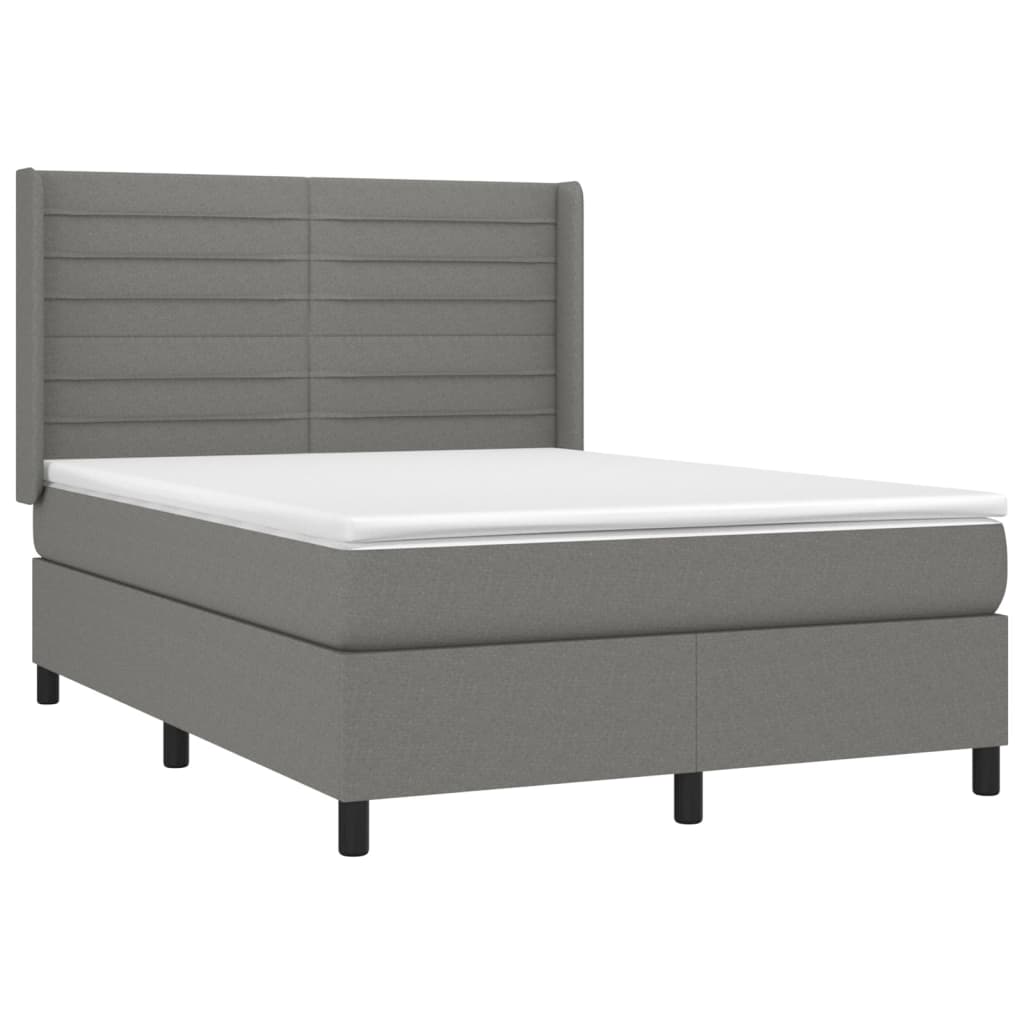 Krevet box spring s madracem LED tamnosivi 140x190 cm tkanina