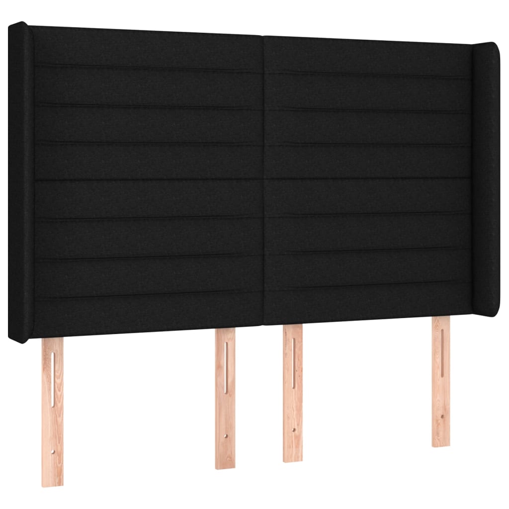 Krevet box spring s madracem LED crni 140x190 cm od tkanine