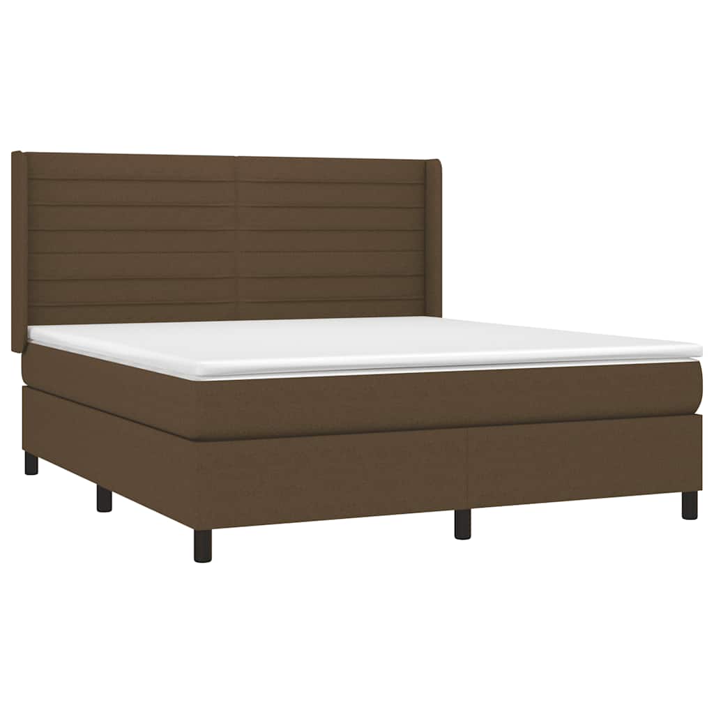 Krevet box spring s madracem LED tamnosmeđi 180x200 cm tkanina