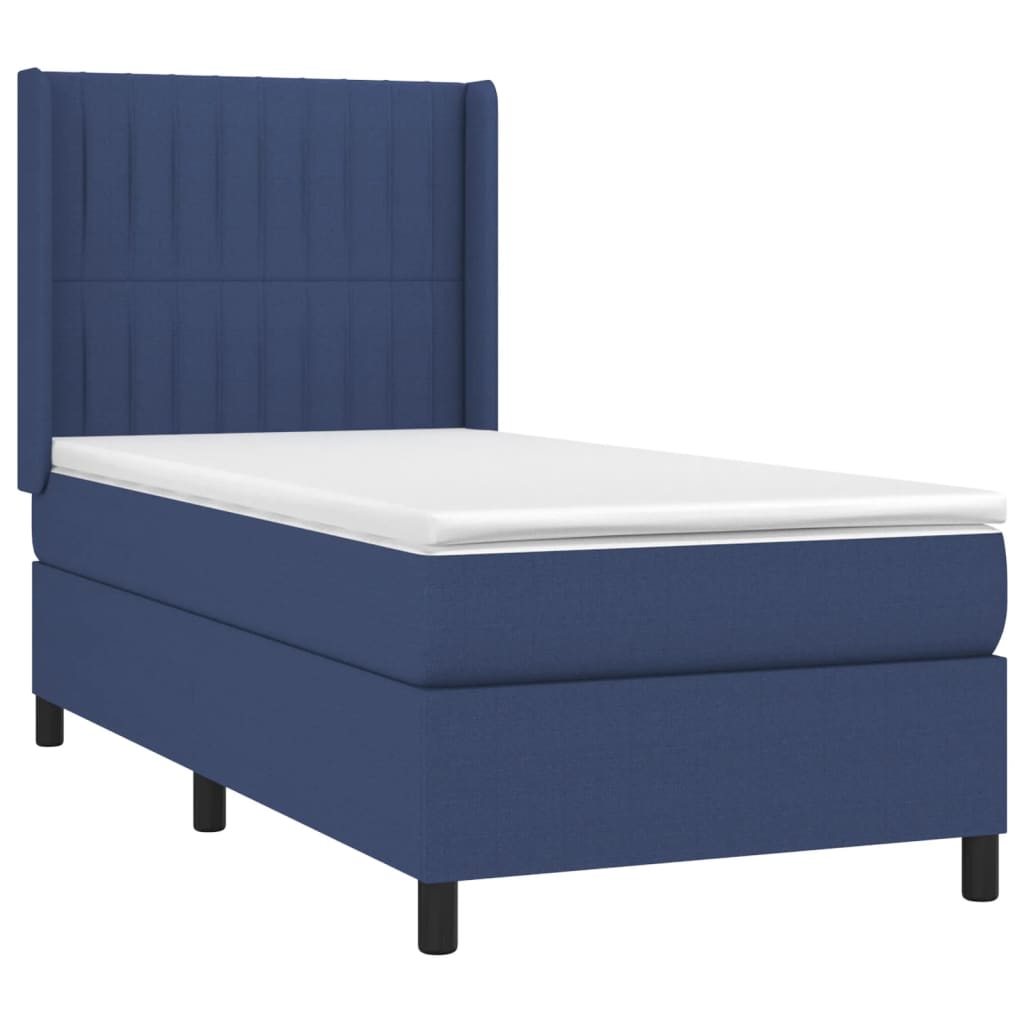 Krevet box spring s madracem LED plavi 90x190 cm od tkanine