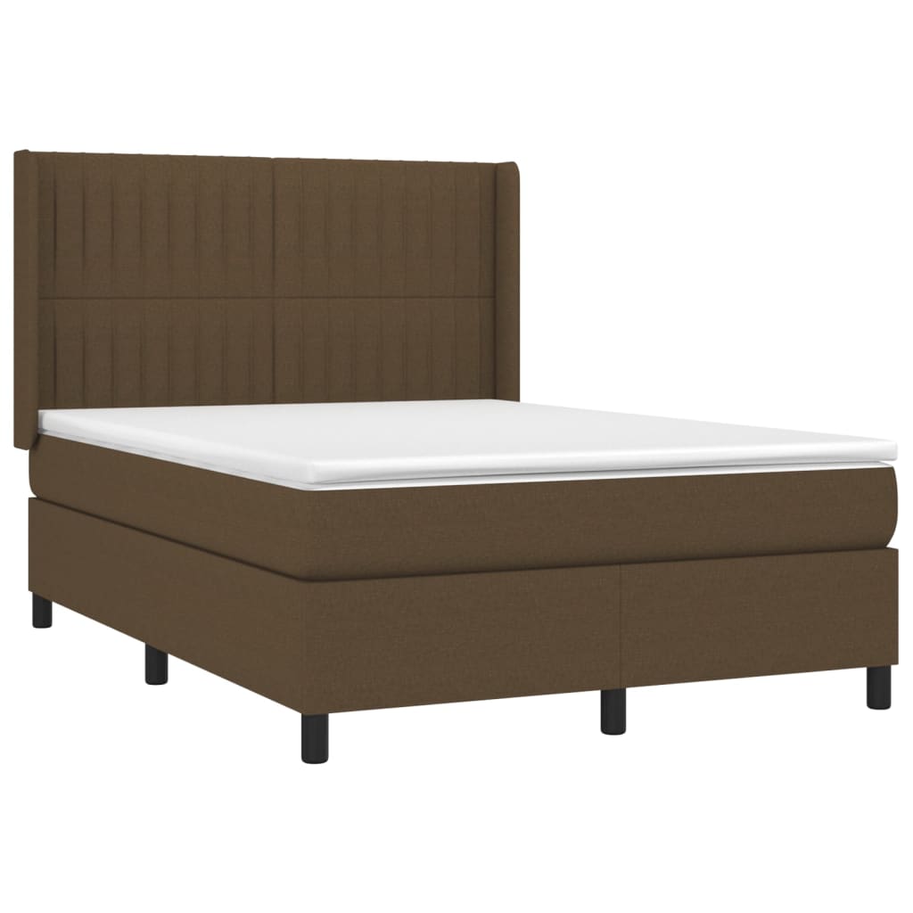 Krevet box spring s madracem LED tamnosmeđi 140x200 cm tkanina