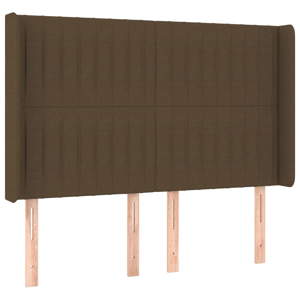 Krevet box spring s madracem LED tamnosmeđi 140x200 cm tkanina