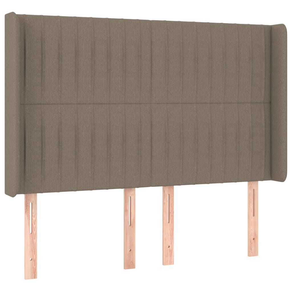 Krevet box spring s madracem LED smeđesivi 140x200 cm tkanina