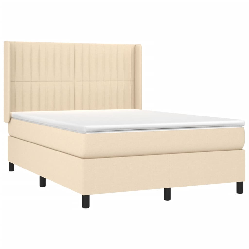 Krevet box spring s madracem LED krem 140x200 cm od tkanine