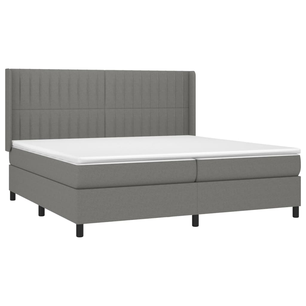 Krevet box spring s madracem LED tamnosivi 200x200 cm tkanina