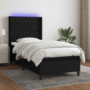Krevet box spring s madracem LED crni 80 x 200 cm od tkanine