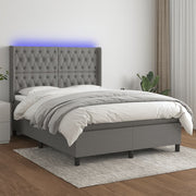 Krevet box spring s madracem LED tamnosivi 140x190 cm tkanina