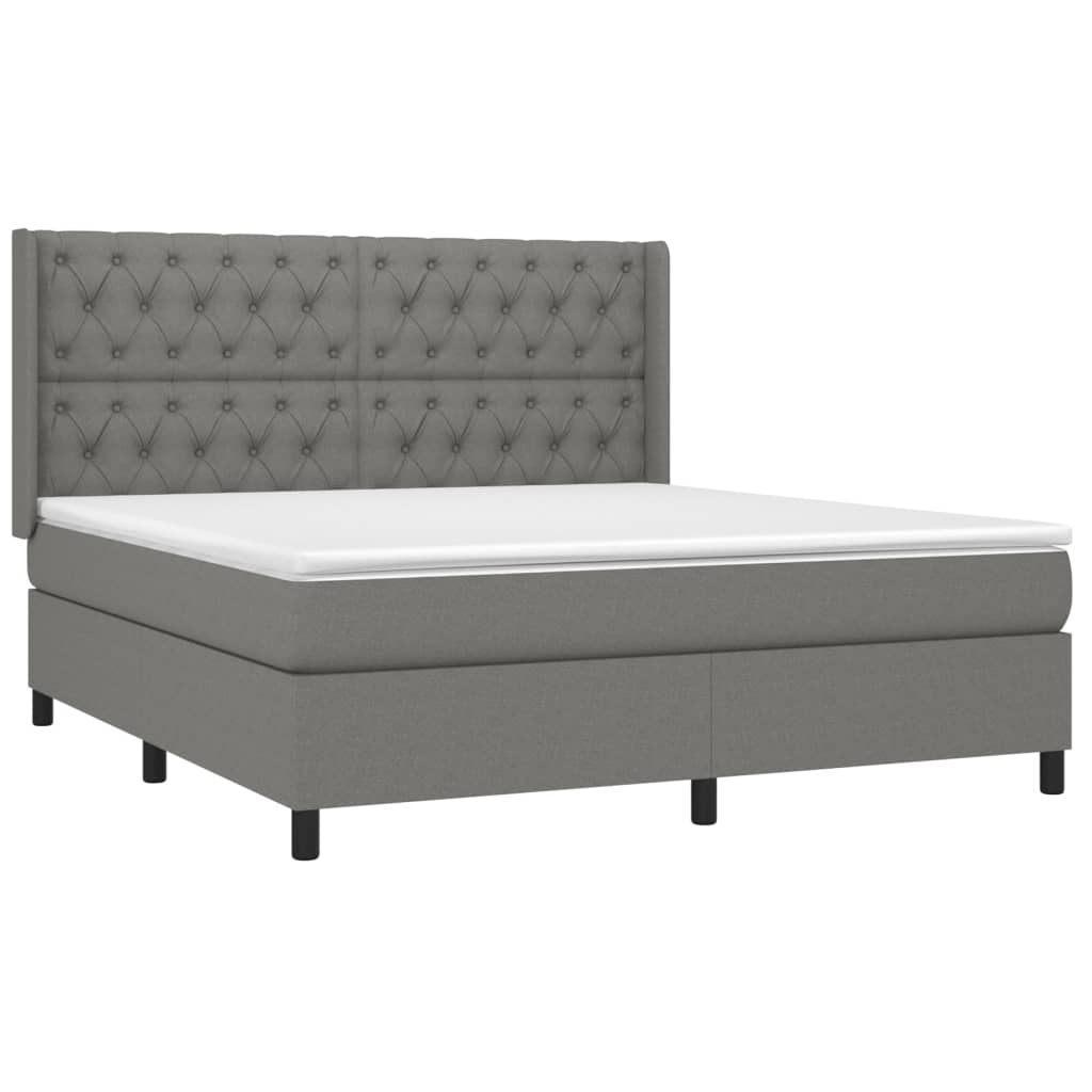 Krevet box spring s madracem LED tamnosivi 160x200 cm tkanina