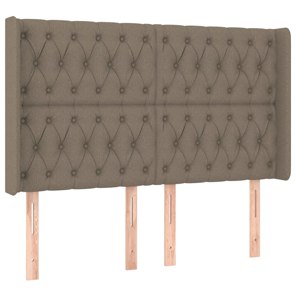 Krevet box spring s madracem LED smeđesivi 160x200 cm tkanina