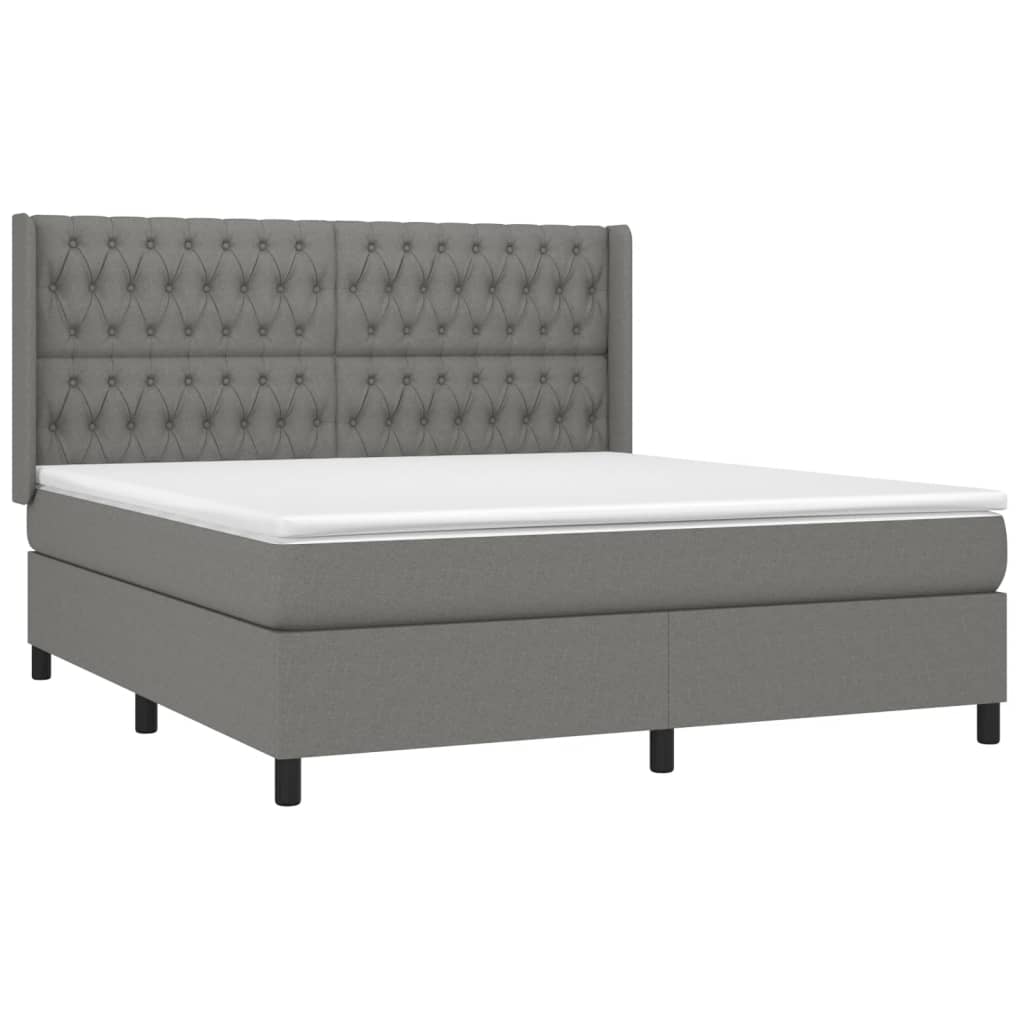 Krevet box spring s madracem LED tamnosivi 180x200 cm tkanina