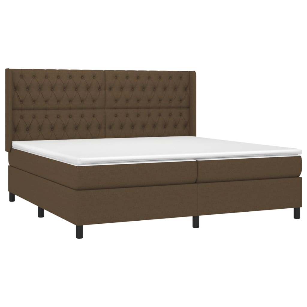 Krevet box spring s madracem LED tamnosmeđi 200x200 cm tkanina