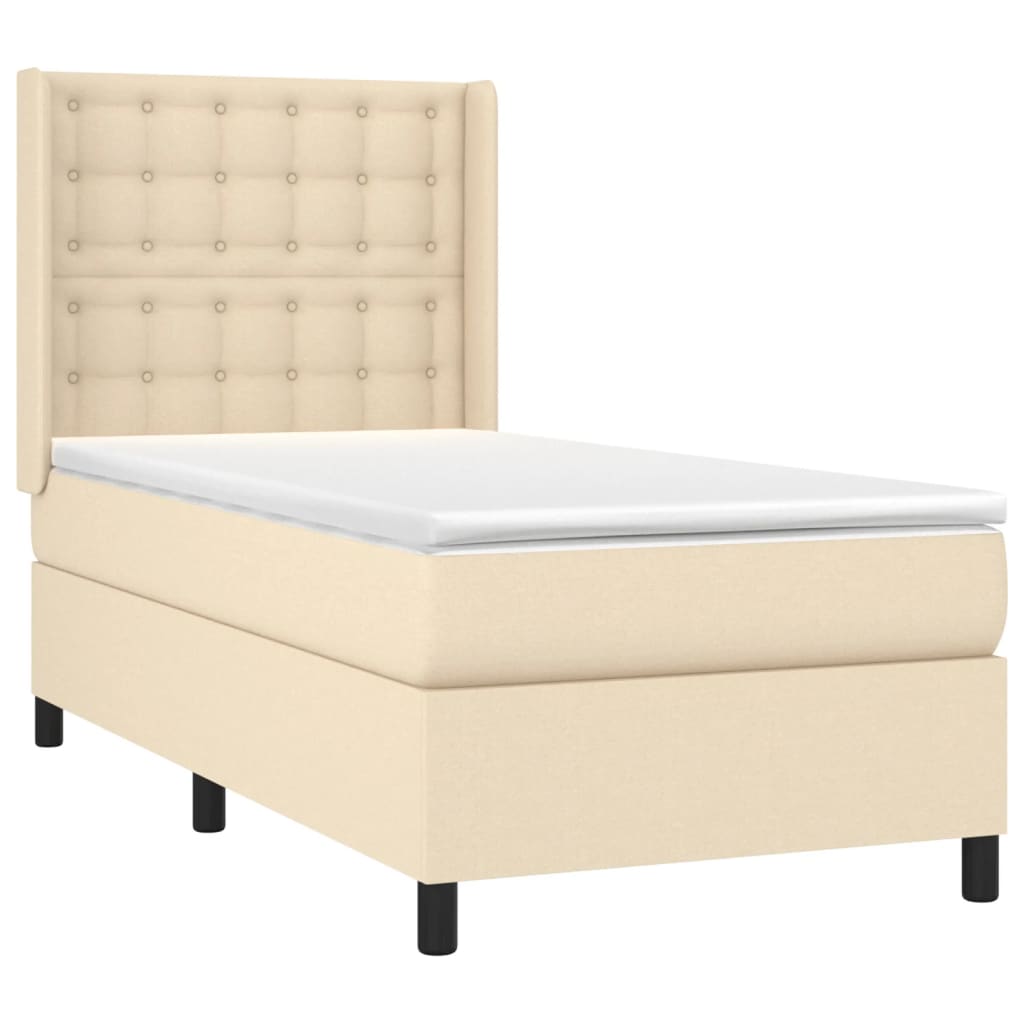 Krevet box spring s madracem LED krem 80 x 200 cm od tkanine