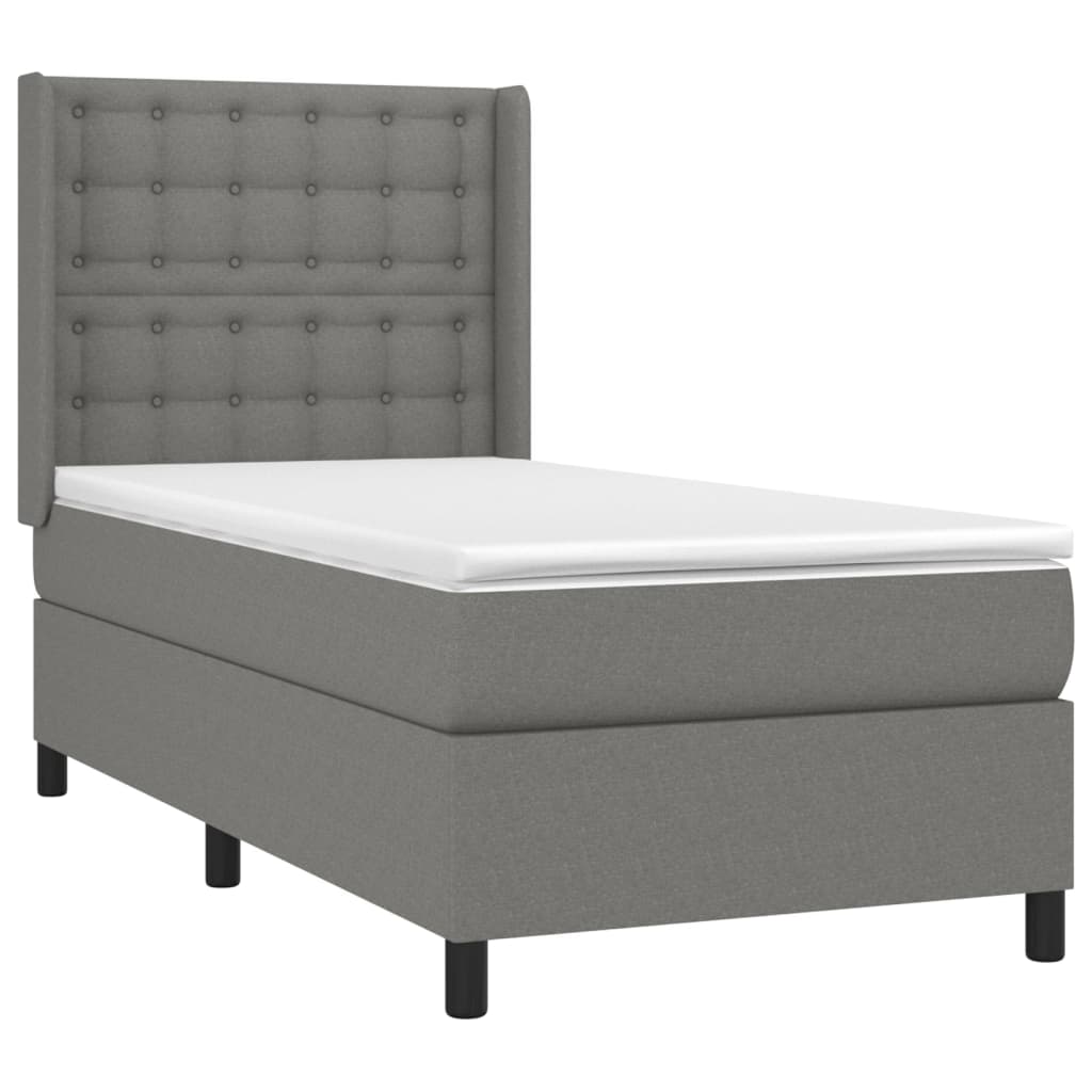 Krevet box spring s madracem LED tamnosivi 90x190 cm tkanina