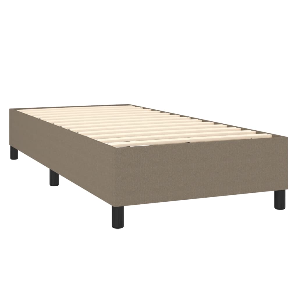 Krevet box spring s madracem LED smeđesivi 100x200 cm tkanina