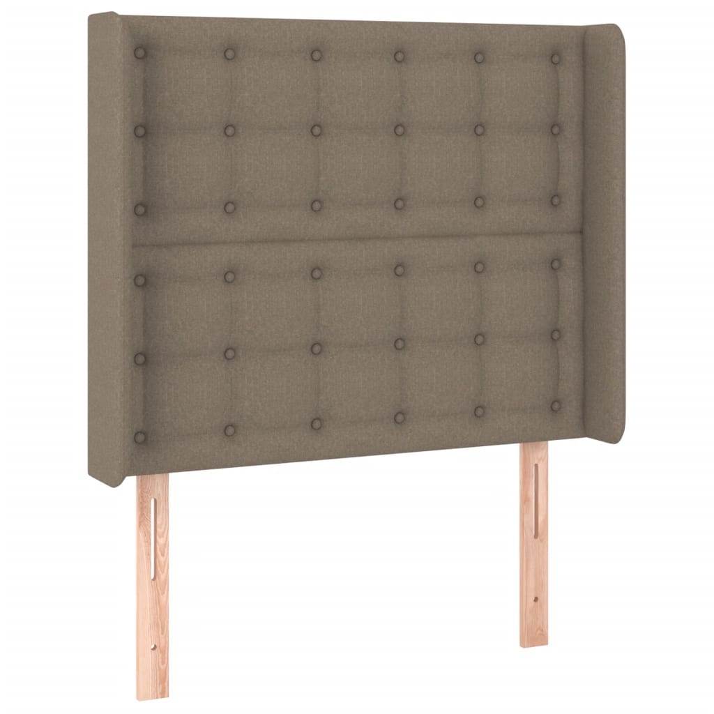 Krevet box spring s madracem LED smeđesivi 100x200 cm tkanina
