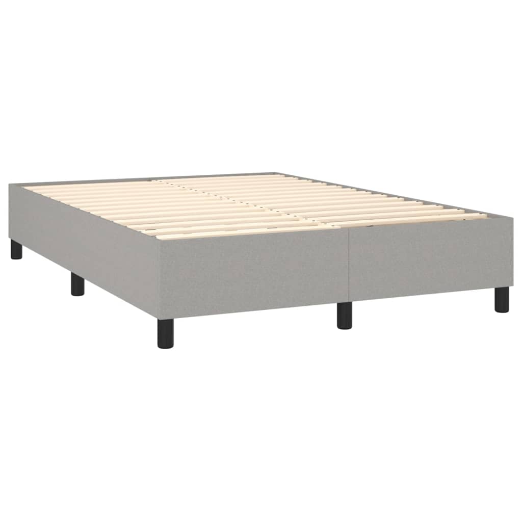 Krevet box spring s madracem LED svjetlosivi 140x190 cm tkanina