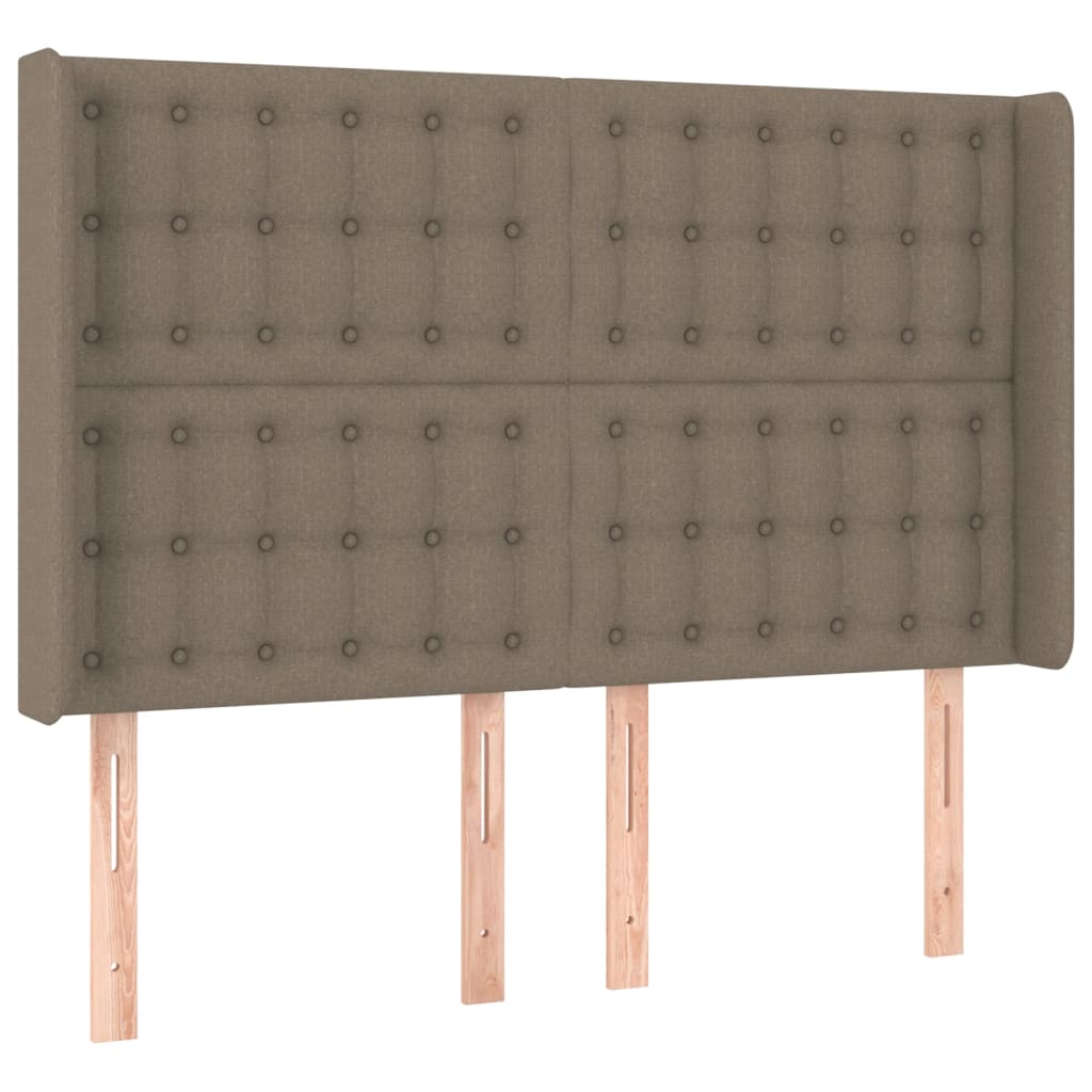 Krevet box spring s madracem LED smeđesivi 140x190 cm tkanina