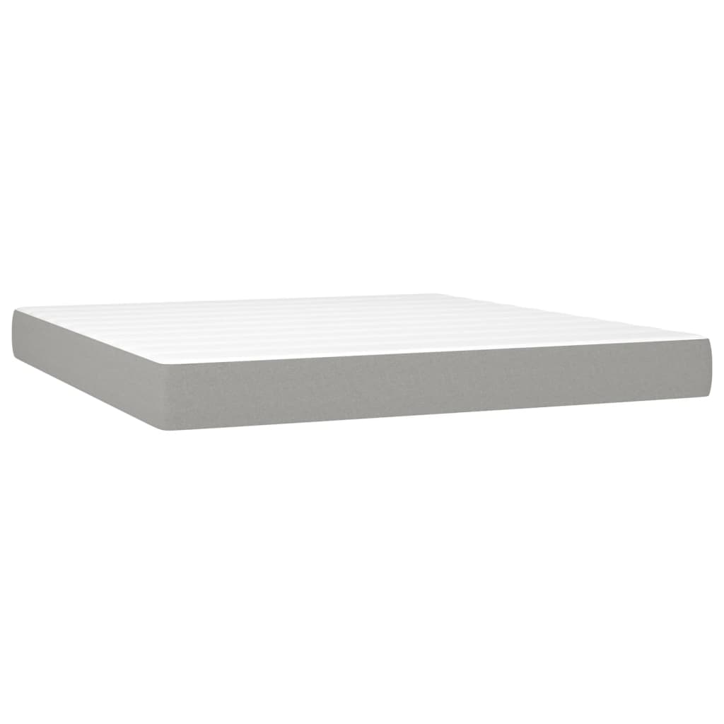 Krevet box spring s madracem LED svjetlosivi 180x200 cm tkanina