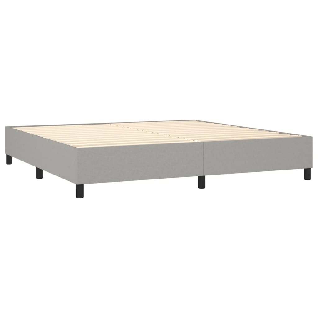 Krevet box spring s madracem LED svjetlosivi 200x200 cm tkanina
