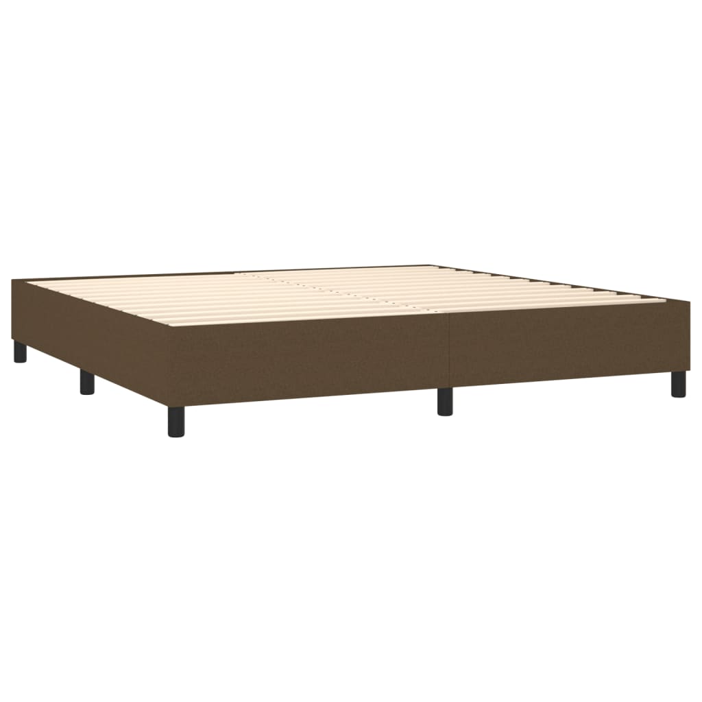 Krevet box spring s madracem LED tamnosmeđi 200x200 cm tkanina