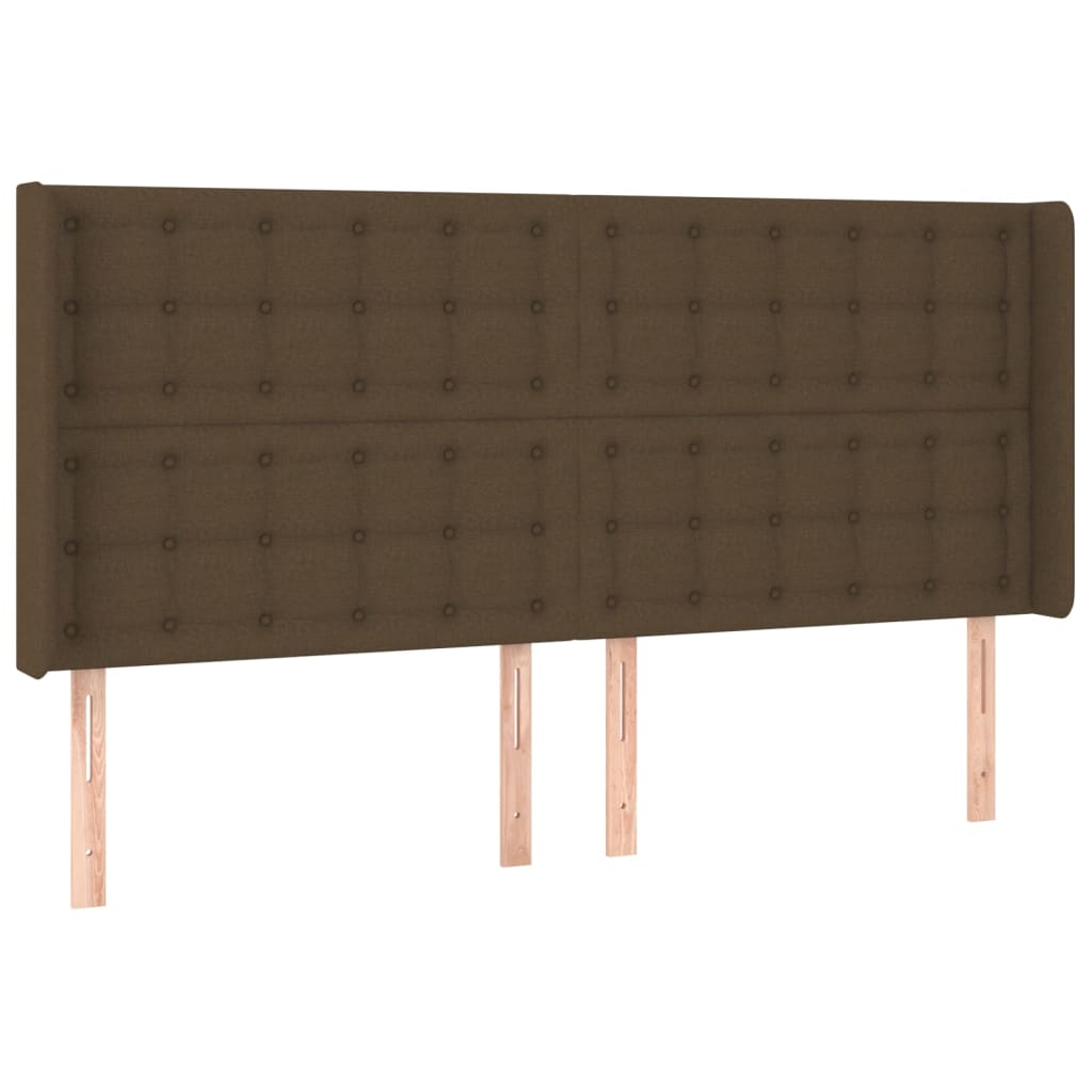 Krevet box spring s madracem LED tamnosmeđi 200x200 cm tkanina