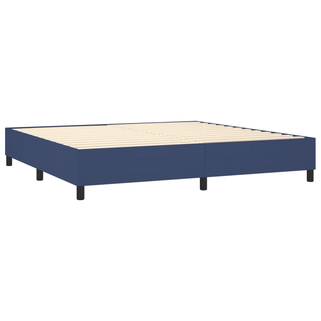 Krevet box spring s madracem LED plavi 200x200 cm od tkanine