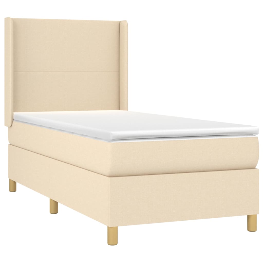 Krevet box spring s madracem LED krem 100x200 cm od tkanine