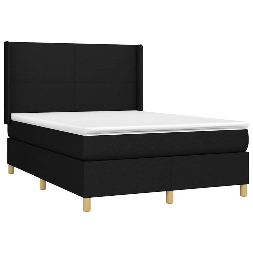 Krevet box spring s madracem LED crni 140x190 cm od tkanine