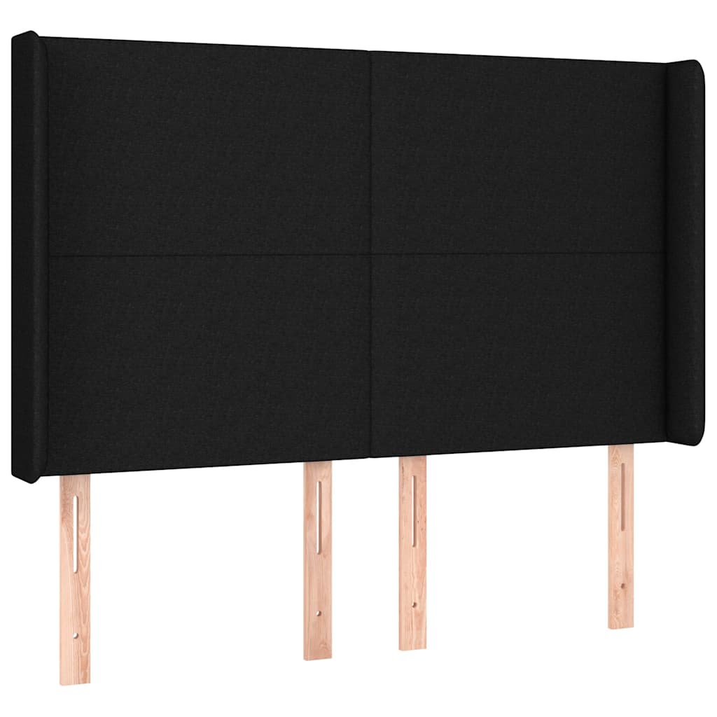 Krevet box spring s madracem LED crni 140x190 cm od tkanine