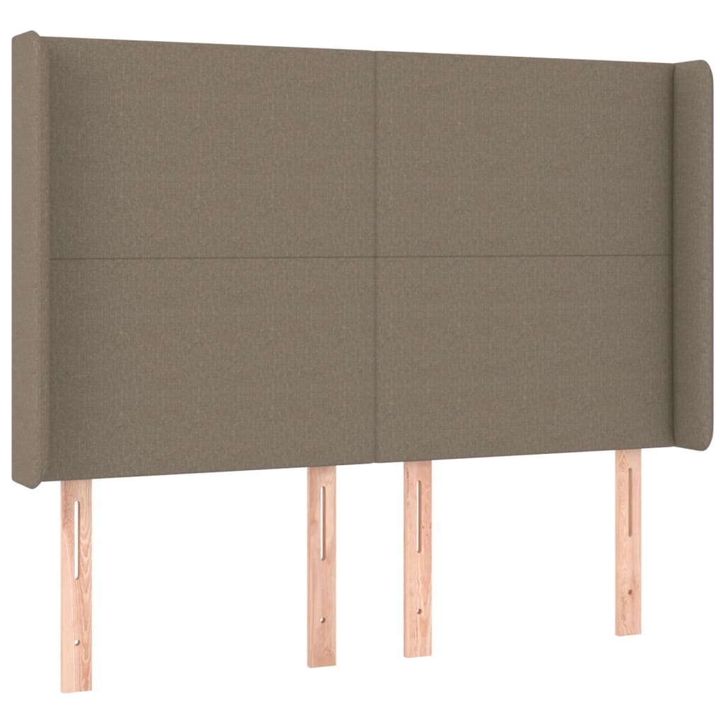 Krevet box spring s madracem LED smeđesivi 140x200 cm tkanina