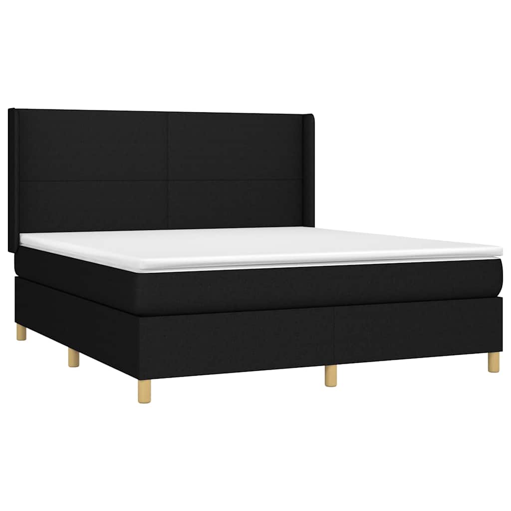 Krevet box spring s madracem LED crni 160x200 cm od tkanine