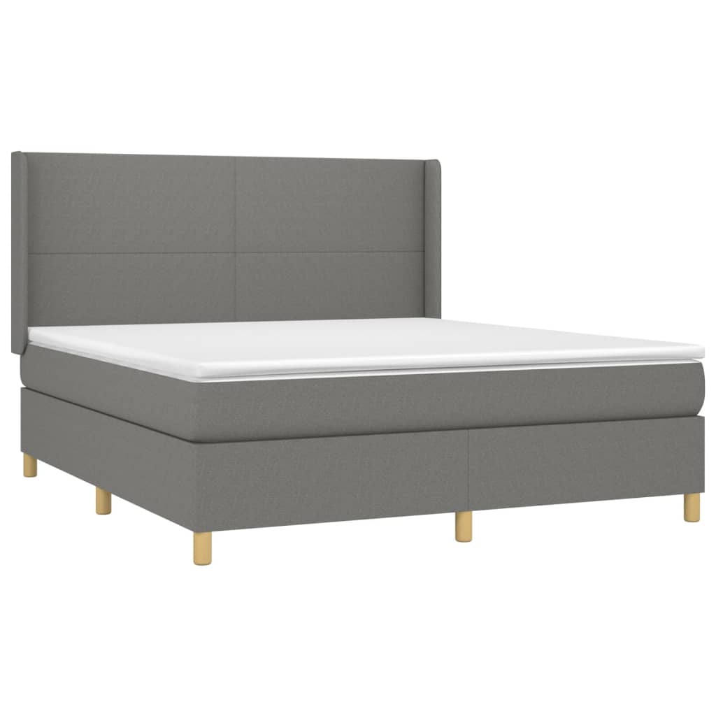 Krevet box spring s madracem LED tamnosivi 180x200 cm tkanina