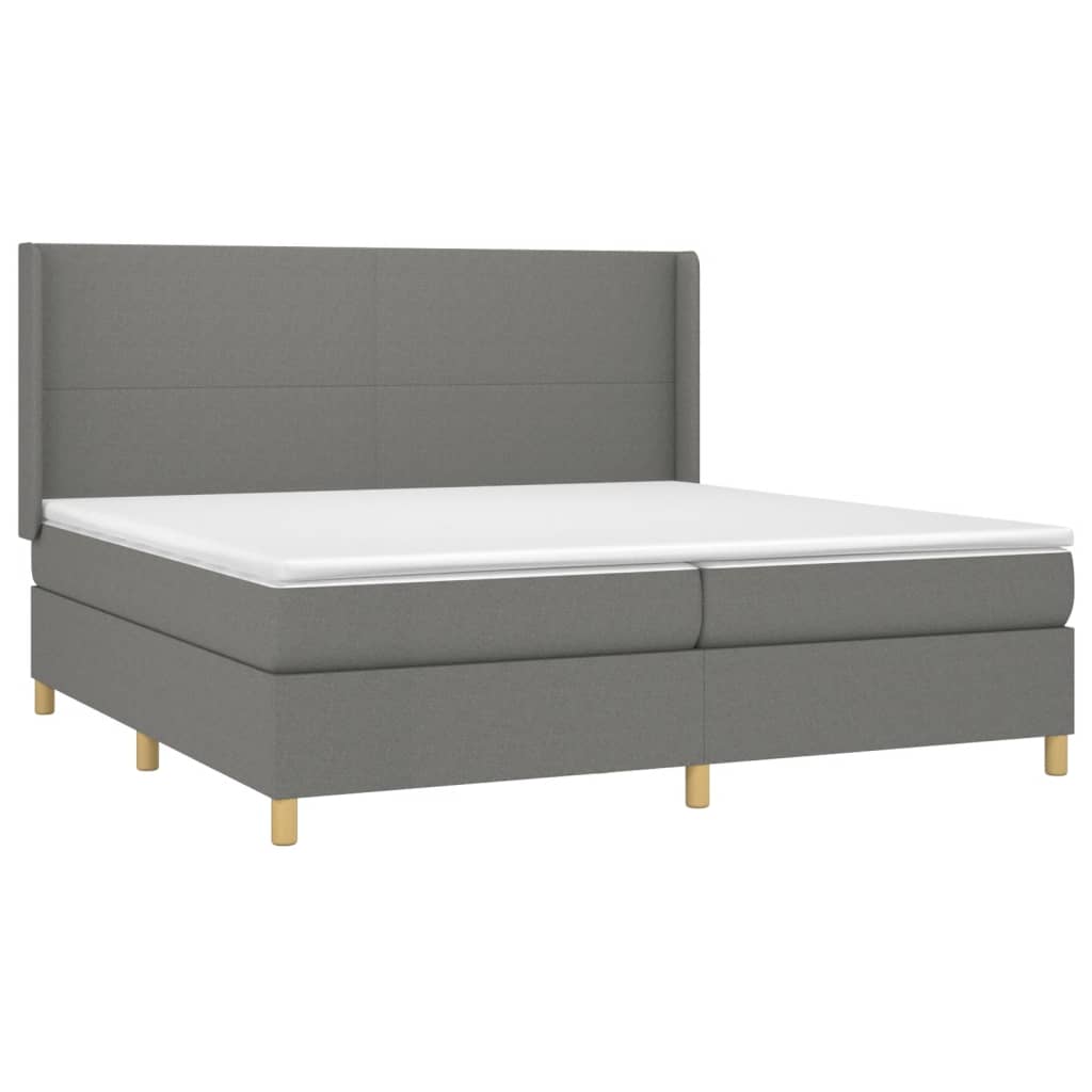 Krevet box spring s madracem LED tamnosivi 200x200 cm tkanina