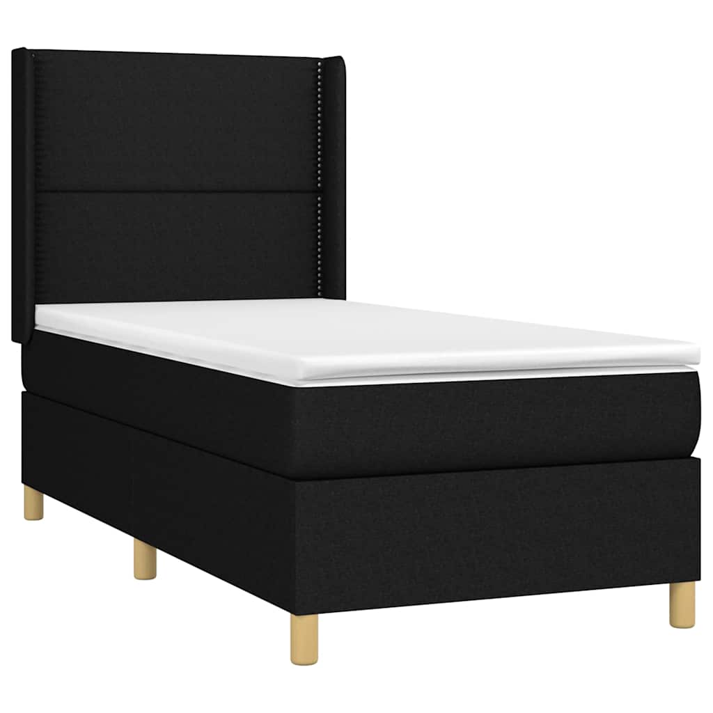 Krevet box spring s madracem LED crni 80 x 200 cm od tkanine