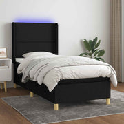 Krevet box spring s madracem LED crni 80 x 200 cm od tkanine