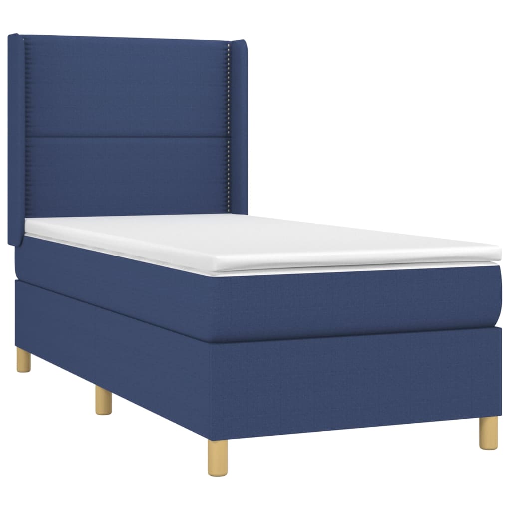 Krevet box spring s madracem LED plavi 90x190 cm od tkanine