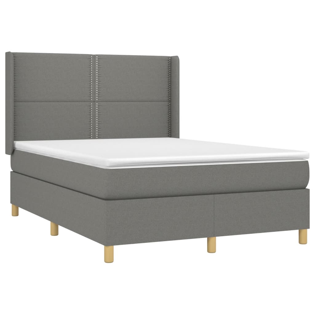 Krevet box spring s madracem LED tamnosivi 140x190 cm tkanina