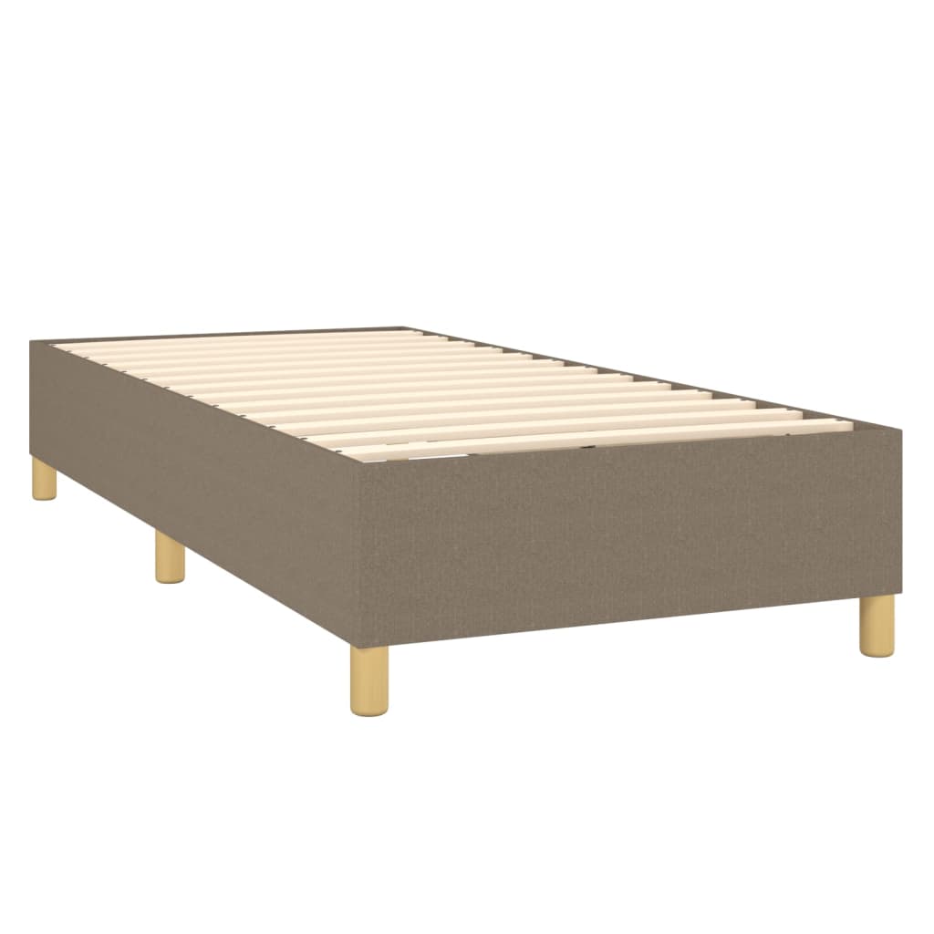 Krevet box spring s madracem LED smeđesivi 100x200 cm tkanina