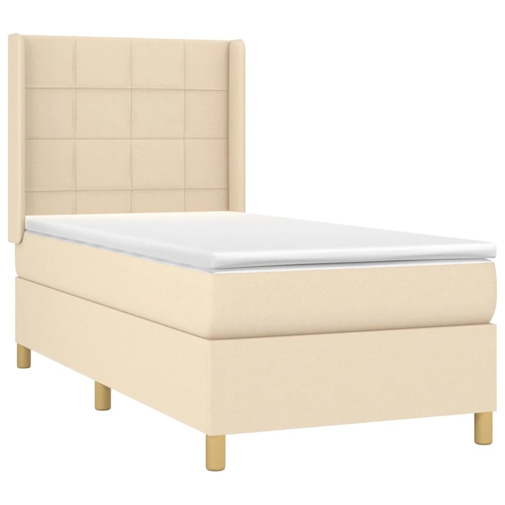 Krevet box spring s madracem LED krem 100x200 cm od tkanine